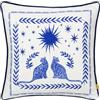 furn. Fregio - Federa per cuscino in velluto, colore: blu/corallo