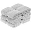 Superior Set di 6 asciugamani per il viso in pile di cotone egiziano, ultra morbidi, lussuosi e spessi, assorbenti e pesanti, per bagno degli ospiti, hotel, spa, bagno di casa, doccia, argento