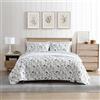 Eddie Bauer - Set copripiumino matrimoniale, biancheria da letto reversibile in cotone con federe abbinate, decorazione classica floreale per la casa con retro scozzese (campo di fiori verde, Queen)