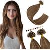 Elailite Extension Cheratina Capelli Veri #4/#27 Marrone Cioccolato/Biondo Scuro, 40cm 100g Keratina Human Hair Indiani 200 Ciocche