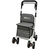 Obbocare Carrello Della Spesa A 4 Ruote Con Sedile In Colore Grigio. Carrello Deambulatore In Alluminio Pieghevole Per Anziani. Carrello con borsa portaoggetti 20 l
