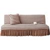 SUIOKPO Copridivano Senza Braccioli Pieghevole Divano Letto 3 Posti all-Coperto Copridivani Elasticizzati Disegno Gonna, Universale Elasticizzato Universale per Soggiorno Casa,Marrone,L