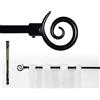 GD Bastone Tenda Estensibile In Stile Vintage Ferro Battuto Con Decorazione A Spirale (Nero, 70-120 Cm)