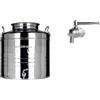 Megashopitalia Contenitore Bidone Fusto per Olio in Acciaio Inox 15 30 50 Litri Made in Italy con Guarnizione per Il Tappo e Rubinetto in Acciaio Inox Salvagoccia Incluso (30 Litri)