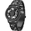 EUTOUR Orologio Magnetico da Uomo con Quadrante Mimetico Cuscinetto a Sfera 3ATM Impermeabile Moda Semplice Nessun Vetro Quarzo Orologi da Polso da Uomo 40mm Cinturino in Resina Nero