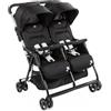 Chicco OHlalà Twin Passeggino Gemellare Doppio da 0 Mesi a 15 kg, Passeggino Leggero Reclinabile e Pieghevole, Chiusura Compatta, Poggiagambe Regolabili, Parapioggia e Capottina Estendibile, Nero