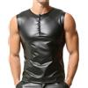 YOOBNG Gilet Senza Maniche in Finta Pelle per Uomo - Stile Wet Look con Laccetti a V