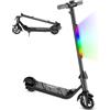 scoot4kids Monopattino elettrico per bambini 6-12 anni, motore 80W, velocità 6/12 km/h, autonomia 8 km, capacità 50 kg, display LED & luci arcobaleno, monopattino pieghevole per bambini (Nero)