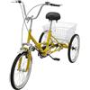 MccoMMon Triciclo da 20 pollici per adulti, bicicletta pieghevole a 3 ruote, triciclo a forma di U a 3 ruote con cestino della spesa, cuscino regolabile e maniglia, adatto per viaggi e