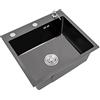 Bathrena Lavello da incasso in PVD nanotexture, design moderno e resistente - Lavandino cucina con dispenser di sapone - 50 x 45 cm, nero opaco