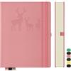 Qefuna Notebook B5 foderato, Bullet Journal B5 blocco note spesse, 300 pagine, copertina rigida in pelle, 100gsm carta foderata per donne uomini ufficio scuola diario, 19 x 25,5 centimetri, rosa