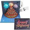 genkigold Carta 3D Pop-Up Buon Compleanno con Luci, Musica e Suoni: Design Torta Fuochi d'Artificio - Regalo per Donne, Uomini, Bambini, Moglie, Mamma, Marito - Incl. Busta e Tag Nota