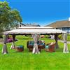 Yellowshop - Gazebo in alluminio da Giardino con zanzariere e Teli antipioggia richiudibili Beige - Fortaleza (Mt 6x3)