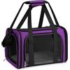 TOFFCAEA Trasportino per Cani e Gatti, Gabbietta Morbida per Animali Domestici, Tappetino Lavabile Rimovibile, con Tracolla, Borsa Ripiegabile Viaggio Sull' Aereo (Viola, L 50 x B 34 x H 34 cm)