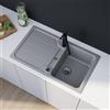 evineo line 100 lavello da cucina con ripiano laterale La: 86 P: 50 mm, reversibile, FOD100GR, line 100 grigio [Lavelli da Cucina > per Base Sottolavello a partire da 45 cm]