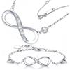 Generico Bracciale collana in argento sterling 925 Set di gioielli placcati argento bianco Amore Regalo per donna con ciondolo a forma di braccialetto d'amore