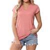 Vorvowry T Shirt Donna Scollo a V Magliette Manica Corta Sciolto Bluse Elegante Tuniche Cime Estive Canotta Donna Rosa L