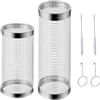 Peuirre 2 PCS Grande Cestino per Barbecue in Acciaio Inox, Rolling Griglia per Barbecue, Cestelli per Barbecue, Rotante Cestini per Grigliare Cilindrici, per Carne, Verdure, Pesce, Grande30CM+Piccolo21CM