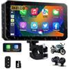 Vtopek Carplay Moto 5,5 Pollici Car Play Moto con 2K Dashcam Wireless Carplay Android Auto Impermeabile IP67 Navigatore GPS Car Play con Bluetooth Siri Chiamata Vivavoce Controllo Cablato Scheda 64 GB