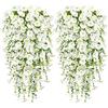 Weldomcor 4 fiori artificiali lunghi artificiali da appendere, fiori bianchi resistenti ai raggi UV, piante artificiali da appendere, per matrimoni, casa, giardino, cortile, decorazione