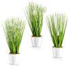 PASCH® 3 x erba artificiale in vaso di ceramica bianca (31 cm): piante artificiali come reali