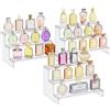 Lifewit Espositore Profumi, Plastica Alzate per Espositori a Scaletta, Trasparente Espositore per Personaggi, Cupcake, Cosmetic, Spezie, 3 Livelli, 3 Confezione, 30 cm