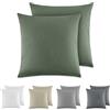 Dreamzie Federe Cuscino Letto Cotone 40x40 cm, Set di 2, 100% Cotone Lavato, Copricuscino Letto Verde Con Cerniera, Federa Cuscino Certificata OEKO-TEX