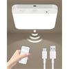 NEEMOSI plafoniera led soffitto,plafoniera con sensore di movimento-plafoniera soffitto Ricaricabile 6000mAh,Installazione Magnetica,3 Temperature Colore,Dimmerabile,USB,Senza Fili,con Telecomando