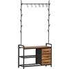Leader Accessories Appendiabiti, Stand Appendiabiti da terra con Scarpiera 3 in 1, Stabile Appendiabiti Ingresso con cassetto e Ganci Attacappanni per Ingresso e Camera da letto Salvaspazio
