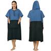 Zingtto Poncho da surf, accappatoio extra large, spesso, per uomo e donna, con tasca per cappuccio, per spiaggia, nuoto, 104 x 83,8 cm, nero e blu