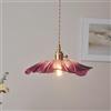 NNOVAT Lampada a sospensione Vintage LED Vetro Fiore viola Lampadario Bar Camera da letto Rame Lampada a sospensione Casa Portico interno Illuminazione Luminari Lampadina E27 Cucina Soggiorno 1,5 m Filo