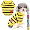 Zunea Magliette per Cani Piccola Taglia Estiva T-shirt Base a Righe Cuccioli Vestiti con Paillettes Amore Cuore Felpa Morbido Cotone T-shirt Pullover Camicie Chihuahua Abbigliamento Giallo Scuro XS