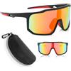 Qintora Occhiali Ciclismo Uomo e Donna, Occhiali Veloci Polarizzati, Occhiali da Sole Sportivi UV400 per MTB, Running, Bici e Attività Outdoor (Rosso)