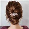 Yheakne, Fermaglio luccicante a forma di barretta per capelli da sposa con strass e cristalli blu, accessorio per donne e ragazze (colore champagne)