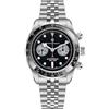 TYBERLEY Uomo Vintage Quartzo Orologio Panda Quadrante VK64 Movimento in acciaio inox 100M impermeabile luminoso Sport Cronografo Orologio da polso (Nero-cinque perle)