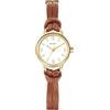 BUREI Mini orologio da donna analogico al quarzo, elegante orologio da polso da donna con cinturino in pelle per donne, Marrone oro