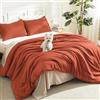 Litanika Set di biancheria da letto matrimoniale, 3 pezzi, color terracotta, stile bohémien, leggero, in tinta unita, per tutte le stagioni (190 x 228 cm, piumino e 2 federe)