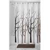 InterDesign iDesign Forest Tenda da doccia, Tenda per vasca da bagno con motivo raffinato, Tenda in poliestere in tessuto 183,0 cm x 183,0 cm, Poliestere grigio/nero