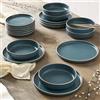 GENEVIEVE LETHU Geneviève Lethu 545869 - Servizio da tavola in gres, 18 pezzi, per 6 persone, piatti piani, piatti fondi, piatti da dessert, forma dritta, bordo smaltato, collezione AEKI