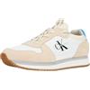 Calvin Klein Sneakers da Runner Uomo Sock Laceup Nylon-Pelle Scarpe Sportive, Beige (B White/Creamy White/Malibu Blu), 40