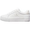 Calvin Klein Donna Sneakers Vulcanizzate Flatform Low in Pelle, Bianco (Bright White/Creamy White), 41