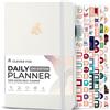 Clever Fox Agenda giornaliera 2a edizione - Organizzatore di attività con blocco orario non datato con programma orario e lista di cose da fare - A5, 6 mesi (bianco)