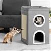 BAKAJI Cuccia per Gatti Pieghevole Grigio 2 Ripiani Verticale, Casetta Rifugio per Animali Domestici, Tiragraffi in Poliestere Caldo e Imbottito, Cuccetta Graffiatoio con Base Antiscivolo 41x41x63cm