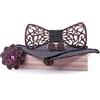 RQPYQF Set di fiocco in legno, papillon da uomo in legno + gemelli + spilla in legno + quadrato da tasca, accessori da uomo per matrimonio, regalo, Stile#07, Taglia Unica