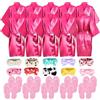 YFNVH 30 articoli per feste spa per ragazze includono 10 accappatoi kimono in raso di seta, 10 fasce morbide per spa e 10 pantofole in schiuma rosa per bambini, per saloni, feste, regalo per pigiama