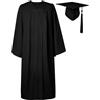 GraduatePro Toga Laurea e Tocco Cappello Uomo Donna Nappa Scuola Superiore Dottorato Cerimonia Universitaria Nero 57=XL