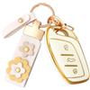 OFF WE GO Cover Chiave Guscio Custodia Chiavi per MG MG4 MG5 MG6 MG ZS EV HS EHS ZX GT Roewe RX3 RX8 ERX5 RX5 I6 I5 Coprichiave con Portachiavi Macchina Copri Chiavi Telecomando Auto, Oro Bianco