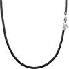 Viwind, collana in vera pelle, chiusura in argento 925, intrecciata, in similpelle, larghezza 2,5 mm, lunghezza 45-60 cm, catena per charm, per uomo e donna, fai da te, 60cm, Pelle