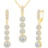 MICMIF Set di Collana e Orecchini Lunghi da Sposa, Parure Gioielli Zircone in Argento 925 per Donna, Orecchini a Goccia con Zirconi Collana con Ciondolo, Gioielli Elegante Catena 45cm