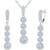 MICMIF Set di Collana e Orecchini Lunghi da Sposa, Parure Gioielli Zircone in Argento 925 per Donna, Orecchini a Goccia con Zirconi Collana con Ciondolo, Gioielli Elegante Catena 45cm